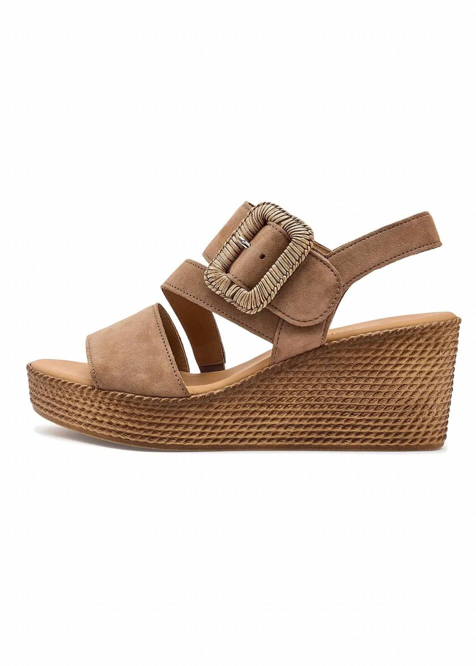 NEW GABOR women's wedge sandal in peanut suede